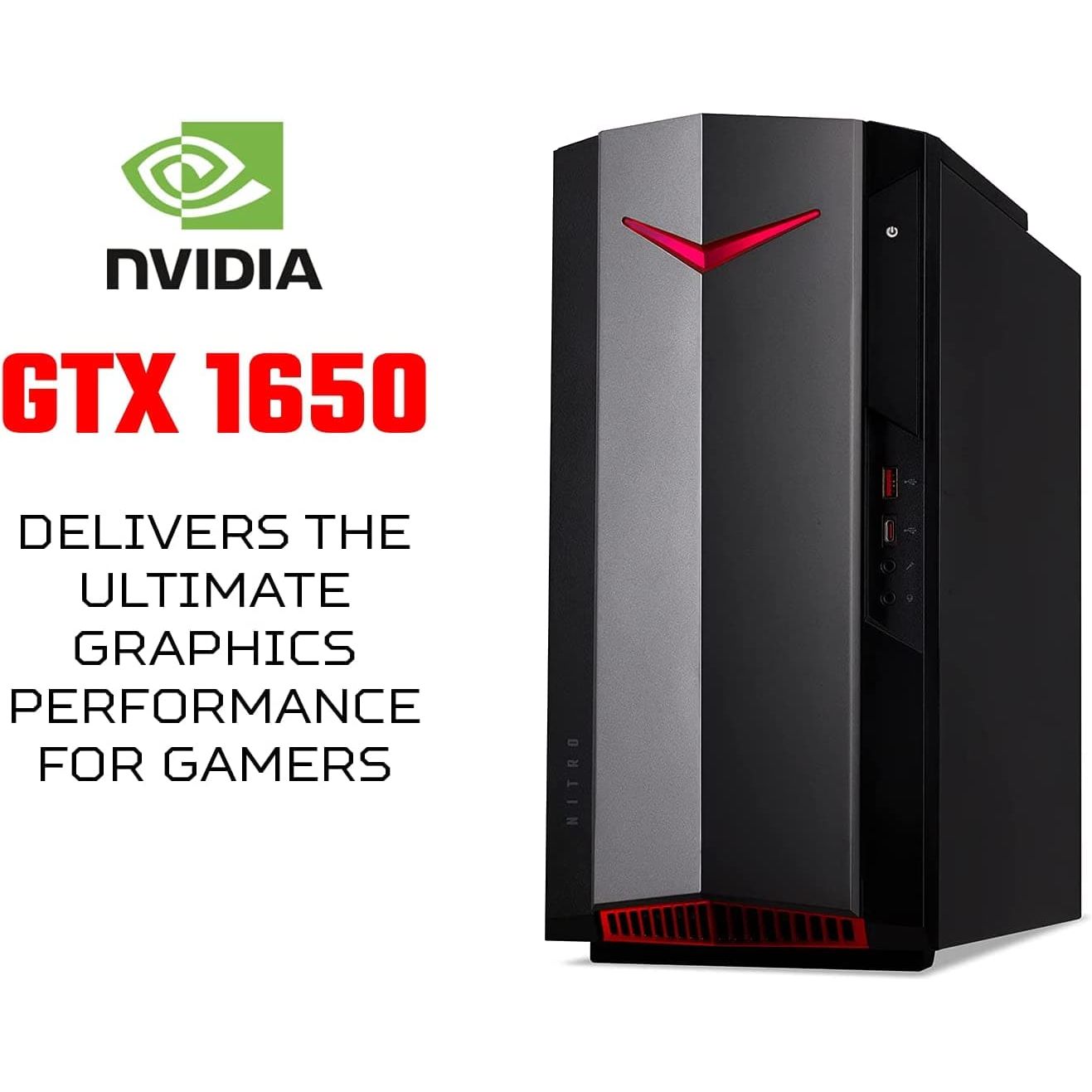 Acer,Acer Nitro N50-620 Gaming PC - (Intel Core i5-11400F, 8GB, 1TB SSD, NVIDIA GeForce GTX 1650, Windows 10, Black) - Gadcet.com